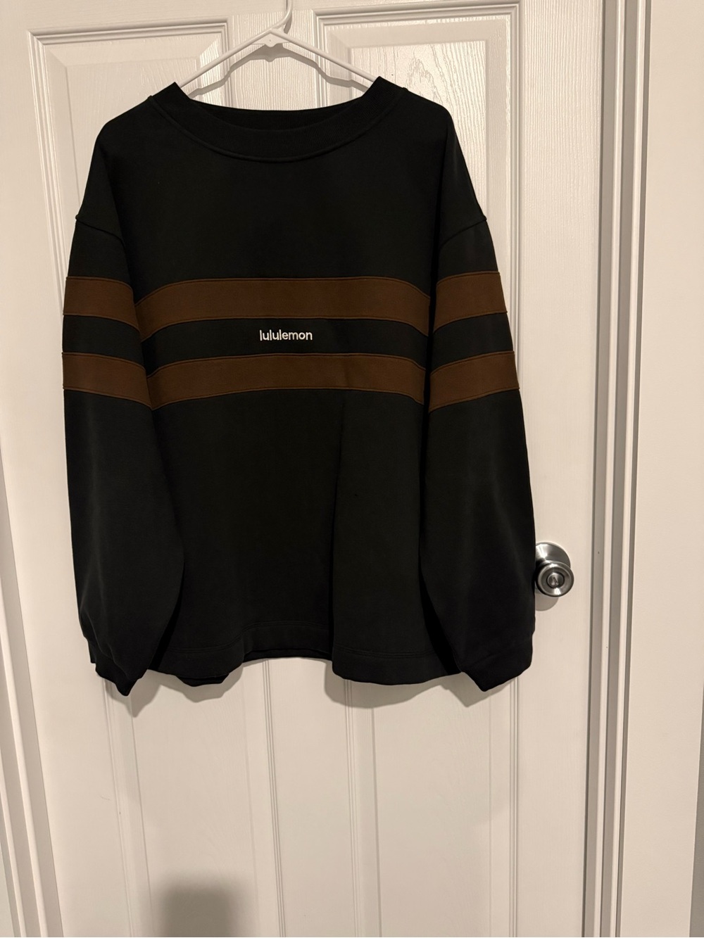 NWT lululemon athletica Black Sweatshirt with Brown Chest Stripes